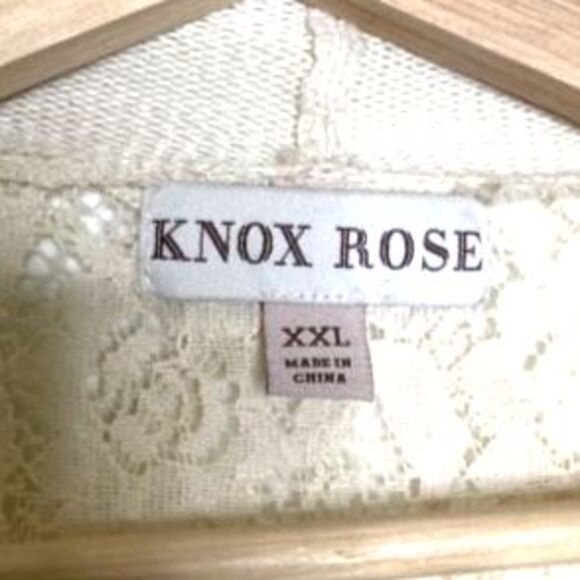 Knox Rose Cardigan Sweater Boho Women Sz XXL Ivory Open Front Sleeveless Crochet - Picture 10 of 10